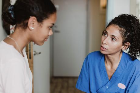 Health care worker and patient