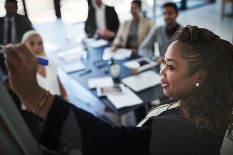 Woman presenting at work