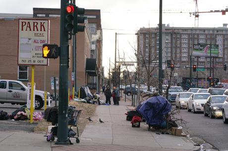 Encampments in a city street