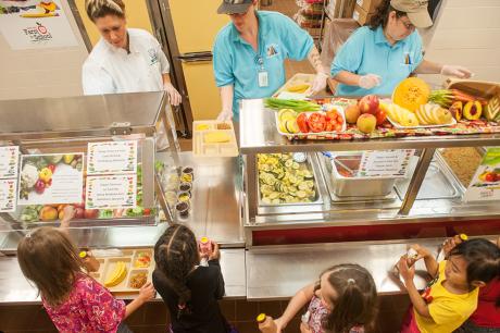 School lunch cafeteria line