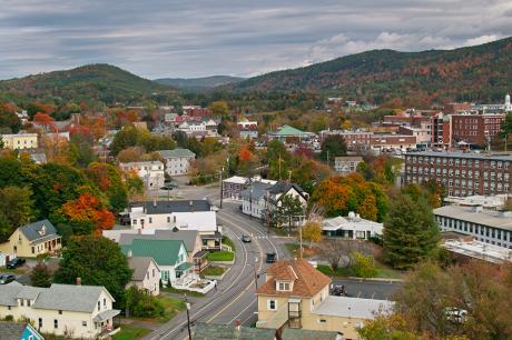 A wide shot of a small town.