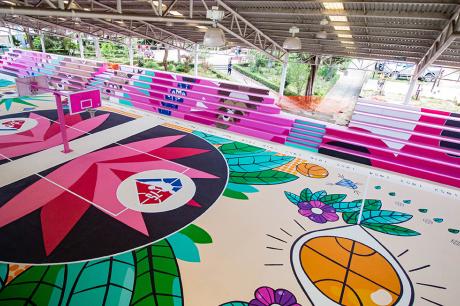 A Colorful basketball court