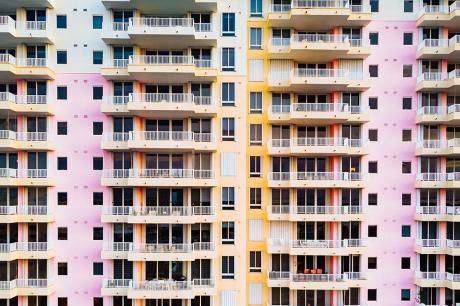 An image of colorful condos