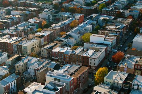 Aerial view of housing.