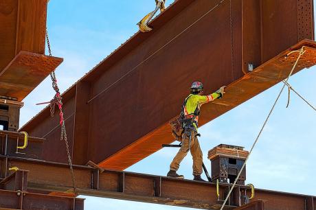 Construction worker building