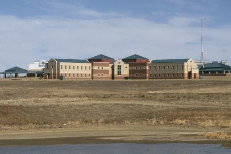 The outside of a prison.