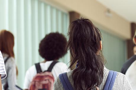 Students in a school hallway