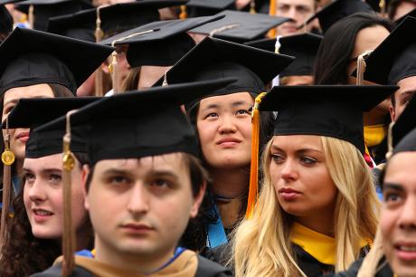 college graduates at the ceremony.