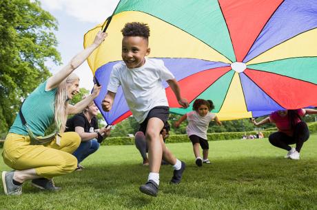 Children playing outside.