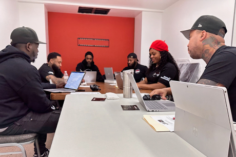 Salvation and Social Justice’s Trenton Restorative Street Team working on their Restorative Justice Violence Interruption App (RJVIA)