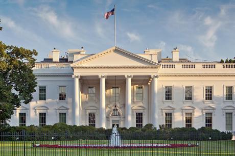 The front of the White House.