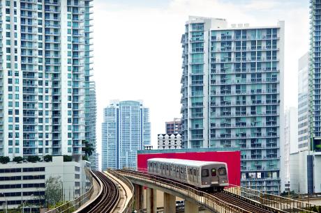 photo of train in city