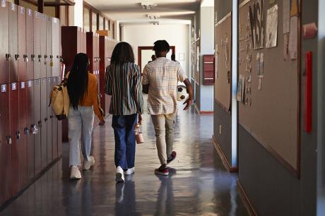 photo of students walking down school hallway