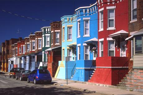 Colorful city street in Holyoke Massachusetts.