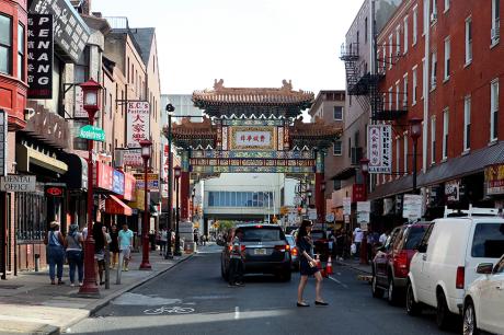 A busy street in Philadelphia's china town.