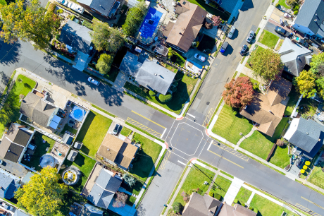 An aerial view of a small town in New Jersey.