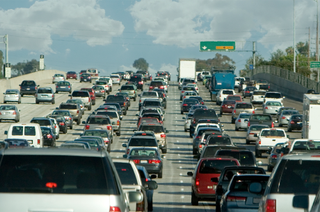 Photo of many cars in traffic on a highway