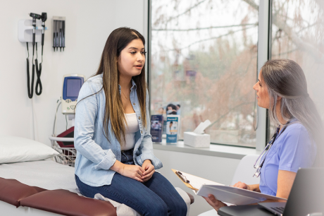 A woman seeing a health care provider