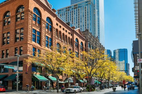An image of a building on a busy street.