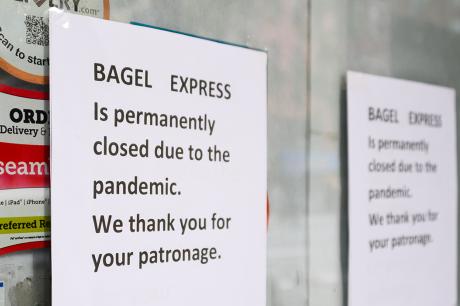 Sign for a restaurant that permanently closed