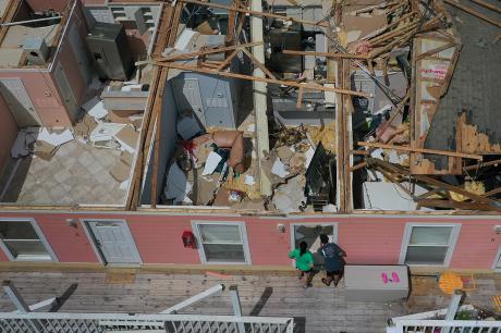 Roof blown off a home after Hurricane Sally