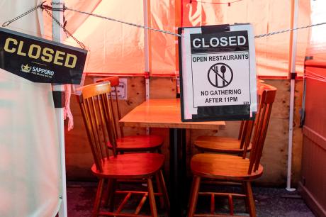 Closed restaurant sign