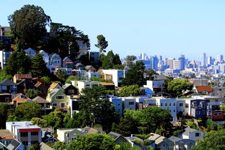 Homes on a hill in San Francisco