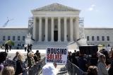 Homeless rights activists hold a rally outside of the U.S. Supreme Court on April 22, 2024 in Washington, DC