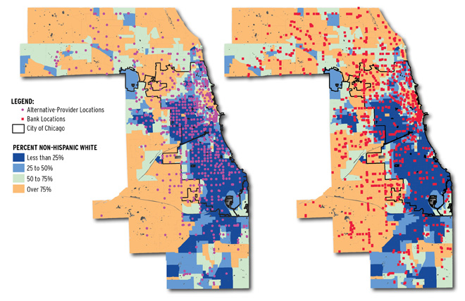 Locations of traditional and pay-day loan sites